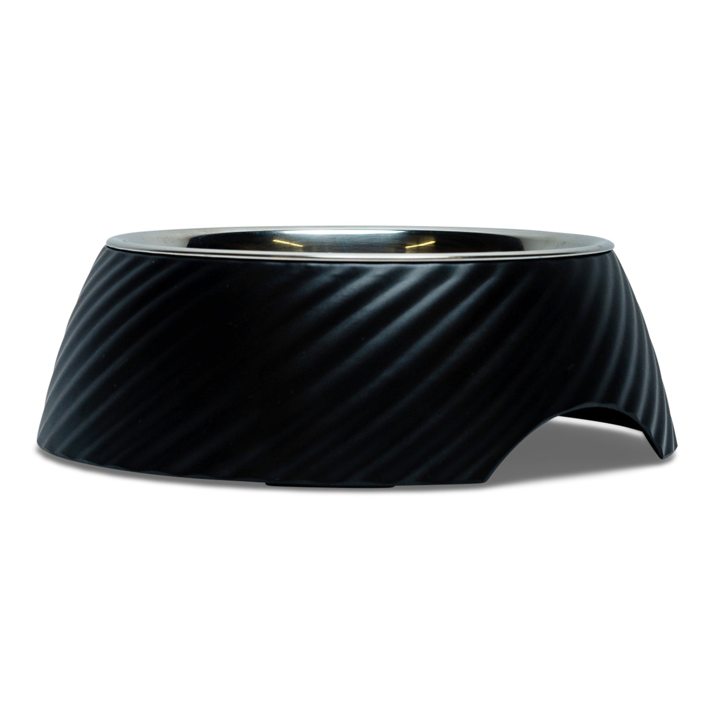 Twill Round Melamine Stainless Steel Dog Bowl - Black - 24 oz