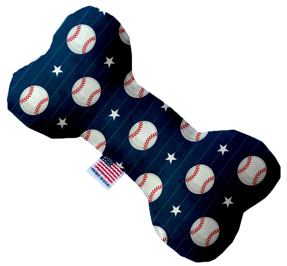 baseball themed canvas dog bone toy