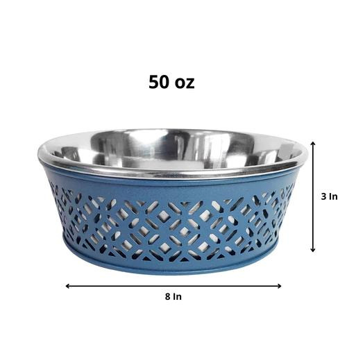Farmhouse Stainless Steel Dog Bowl - Mallard Blue