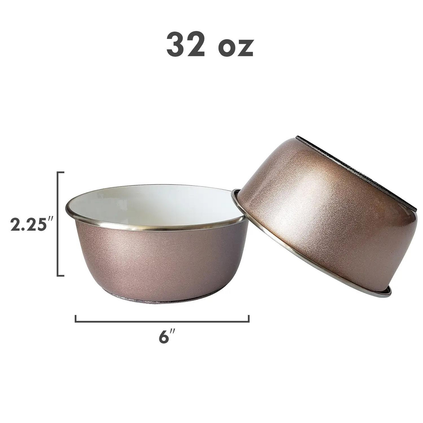 Deep Dog Bowl - Paw Print Design - Rose Gold