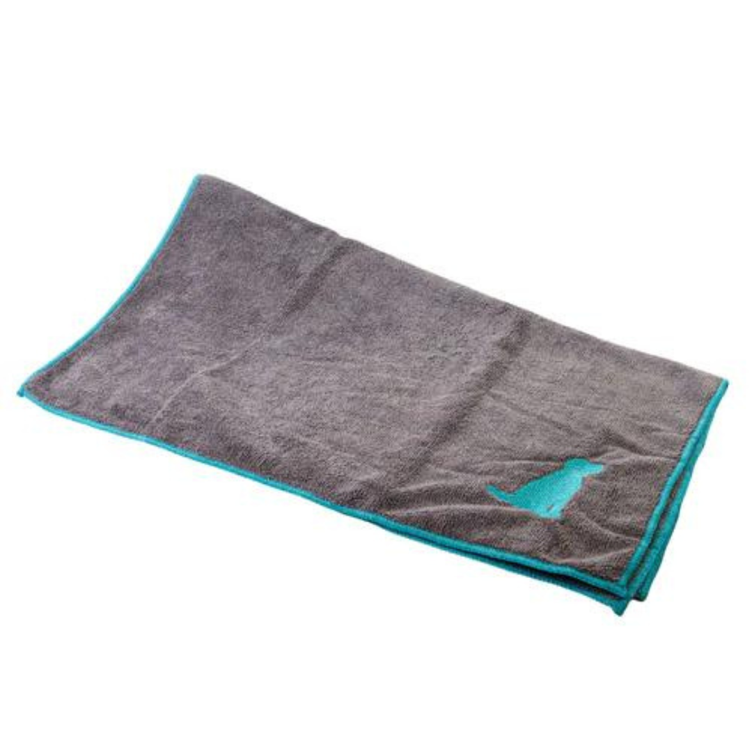 Quick Drying Microfiber Dog Bath Towel - Gray & Teal