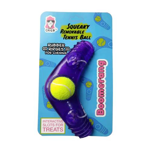 Boomerang Tennis Ball Squeaker Dog Toy