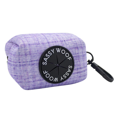 dog poop bag dispenser with purple design