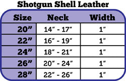 size chart for shotgun shell leather collar