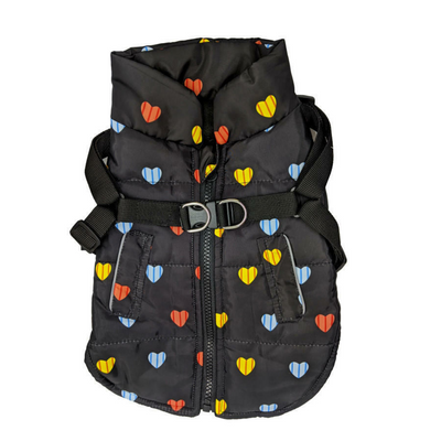 Puffy Heart Harness Coat - Fashion Pet - Black