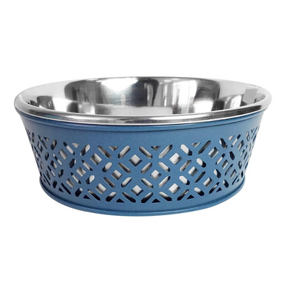 Farmhouse Stainless Steel Dog Bowl - Mallard Blue