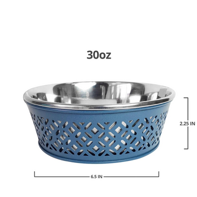 Farmhouse Stainless Steel Dog Bowl - Mallard Blue