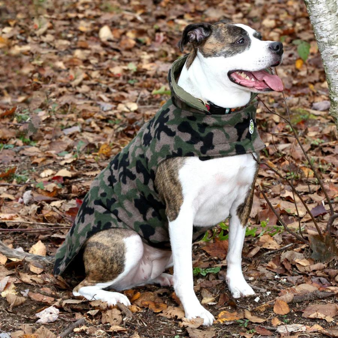 Camo Diamond Quilted Coat - Green