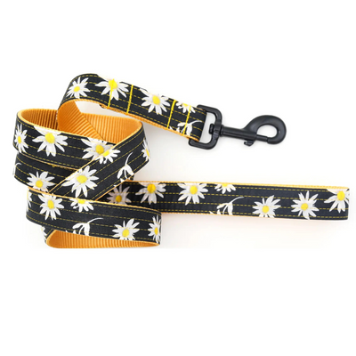 Daisy Black & Yellow Floral Dog Leash