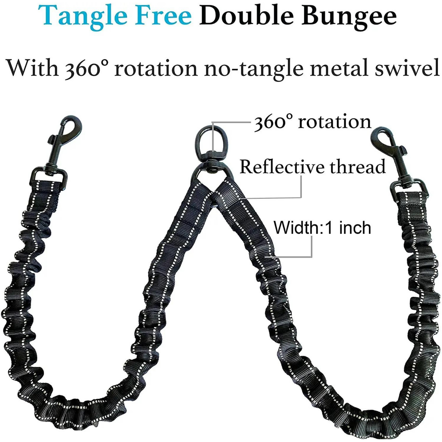 Dual Bungee Leash Extension - Black