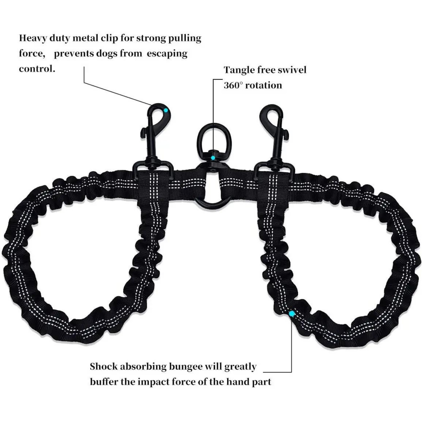 Dual Bungee Leash Extension - Black