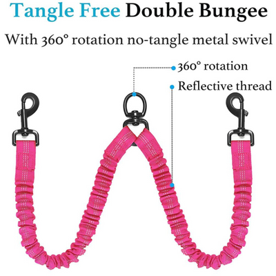 Dual Bungee Leash Extension - Pink