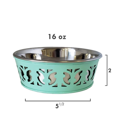 Farmhouse Stainless Steel Dog Bowl - Mint Green