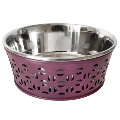 Farmhouse Stainless Steel Dog Bowl - Plum Wine