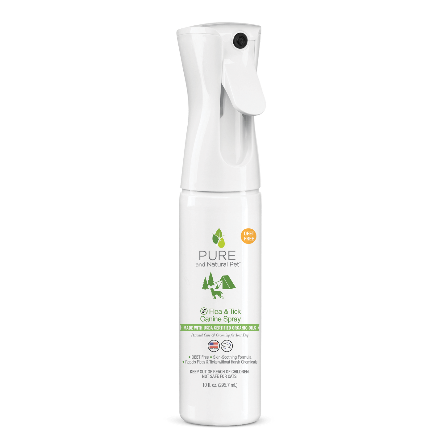 flea and tick canine spray with organic oils