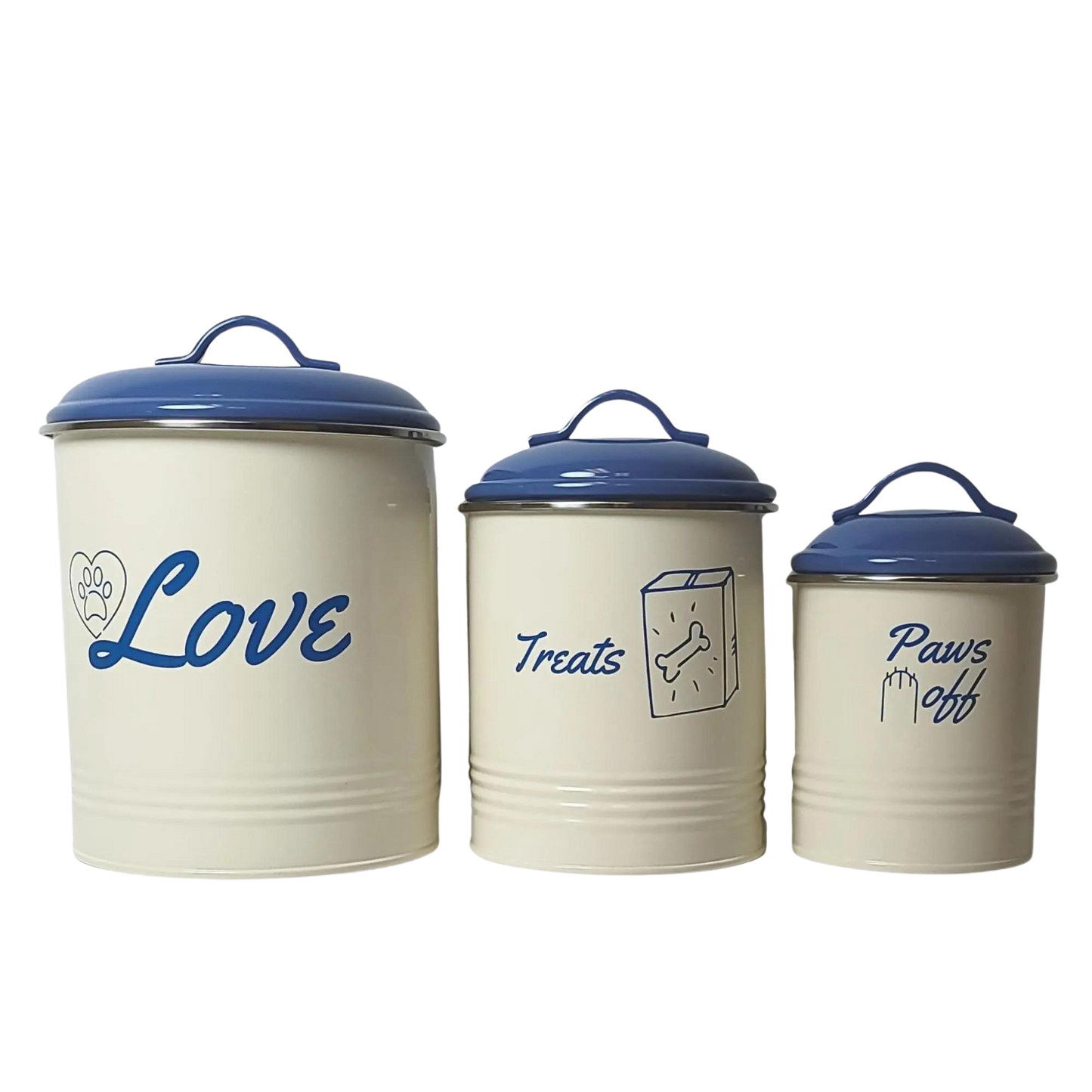 French Blue Food & Treat Canisters (Set of 3)