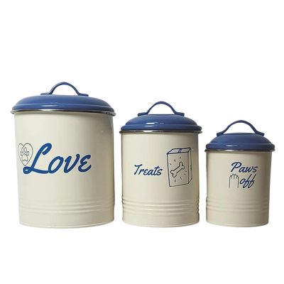 French Blue Food & Treat Canisters (Set of 3)