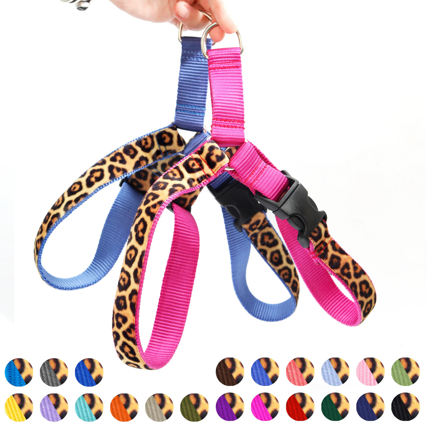 Mimi Easy On Dog Harness - Leopard Swiss Velvet - Raspberry