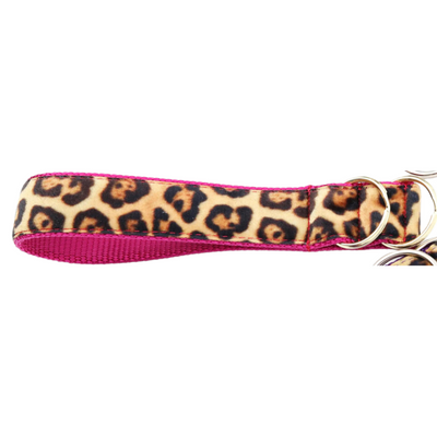 Leopard Swiss Velvet Key Chain Wrist Fobs - Raspberry