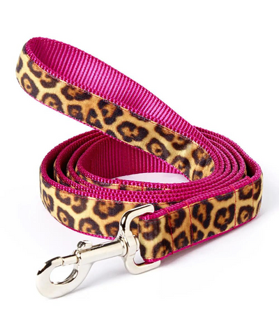 Leopard Swiss Velvet Dog Leash - (3 clasp styles)