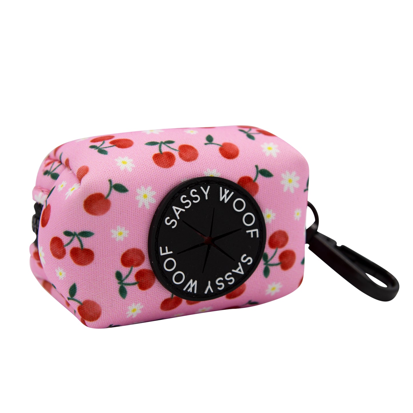 dog poop bag dispenser with cherry pattern