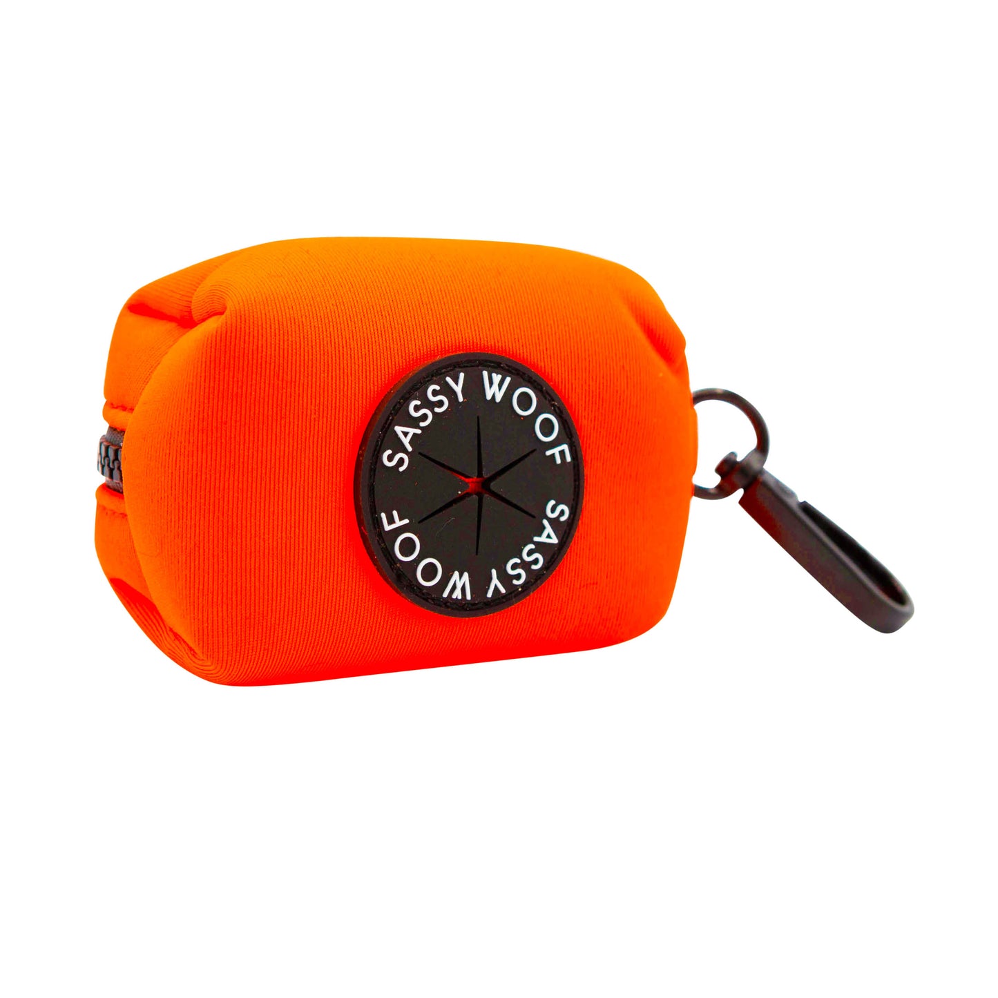 dog poop bag dispenser in neon orange