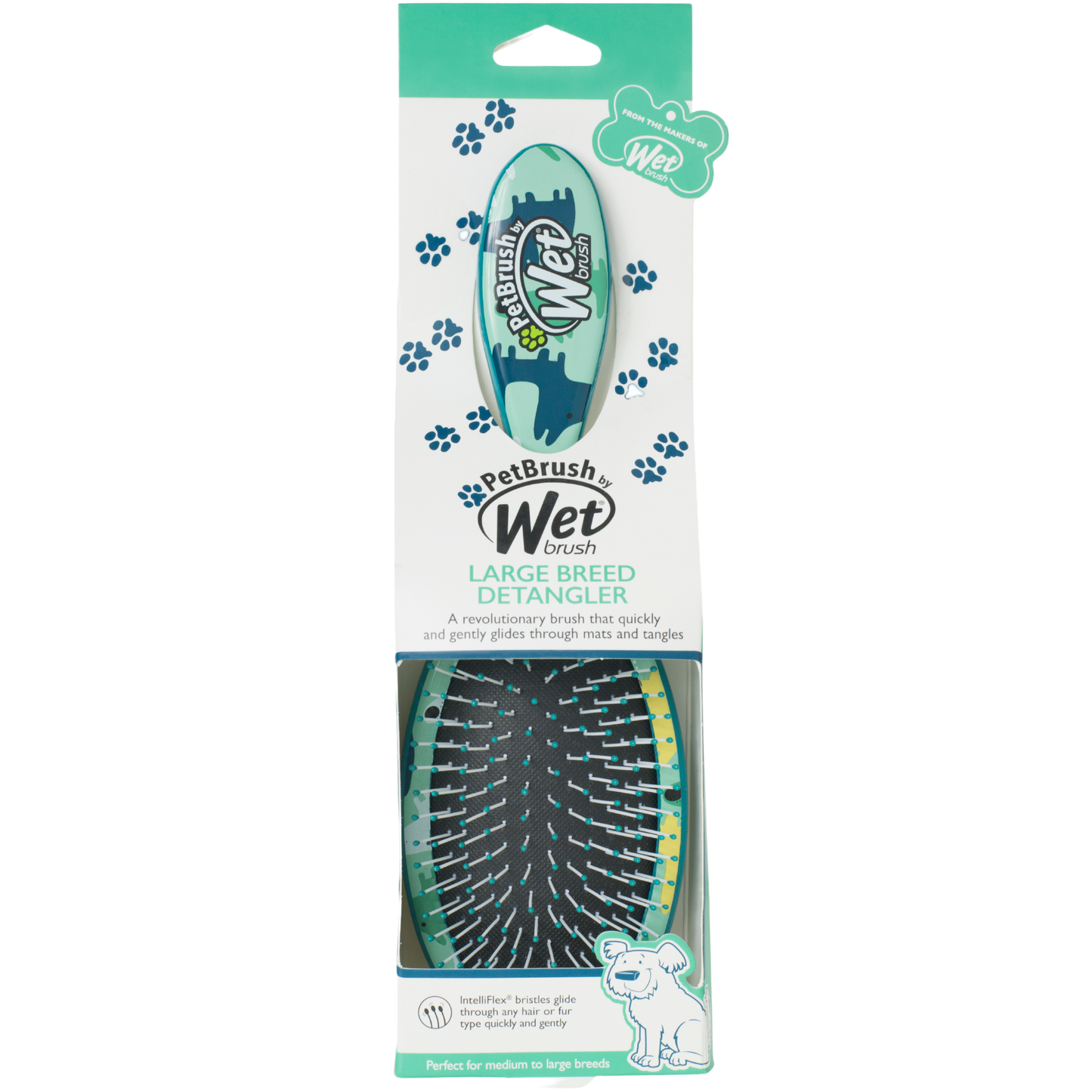 PetBrush Large Breed Detangler Brush - Dog Camo