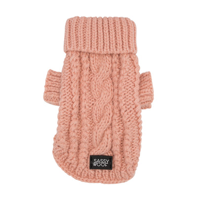 Cable Knit Sweater - Pink - Medium
