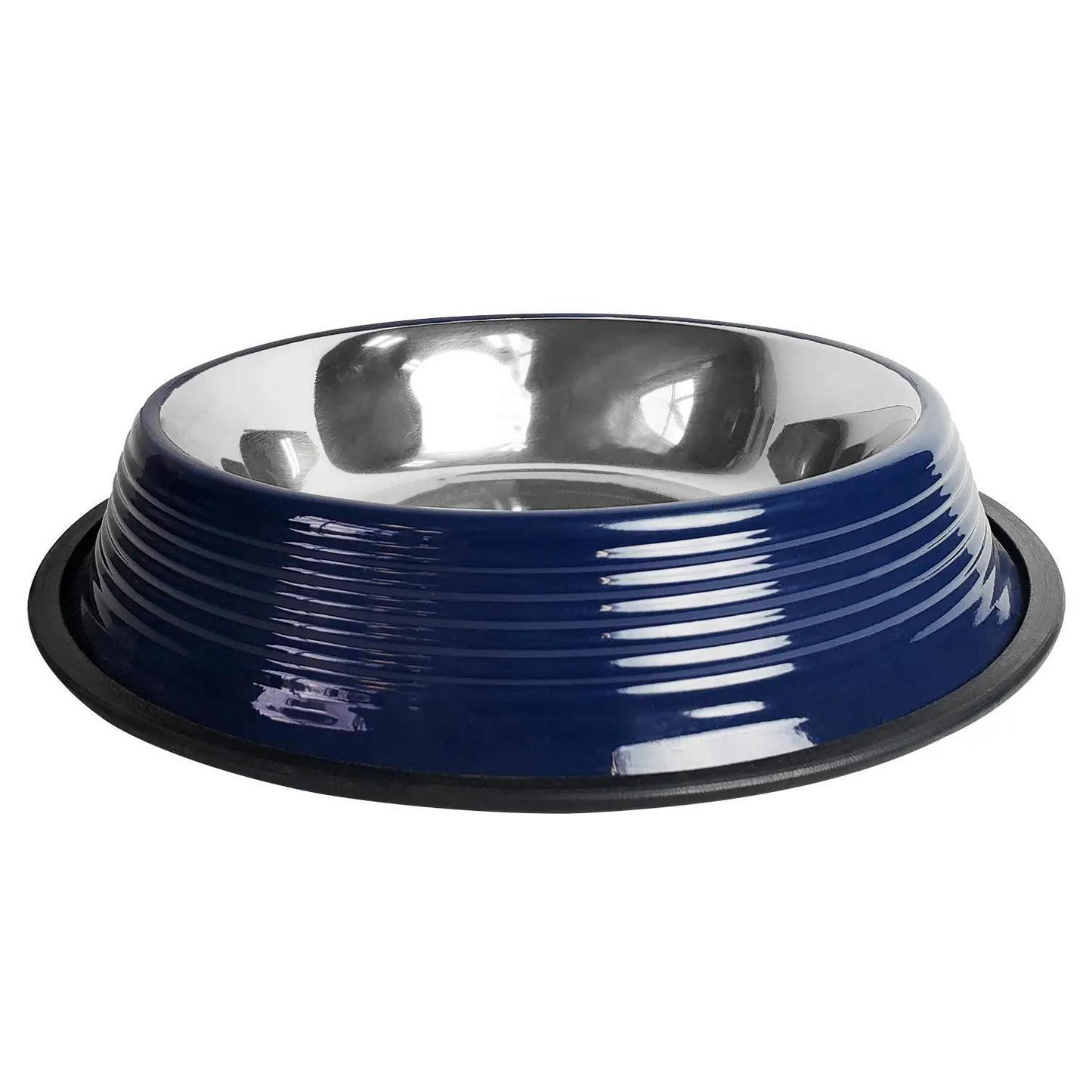 Non Skid Ribbed Dog Bowl - Poseidon Blue - 24 oz