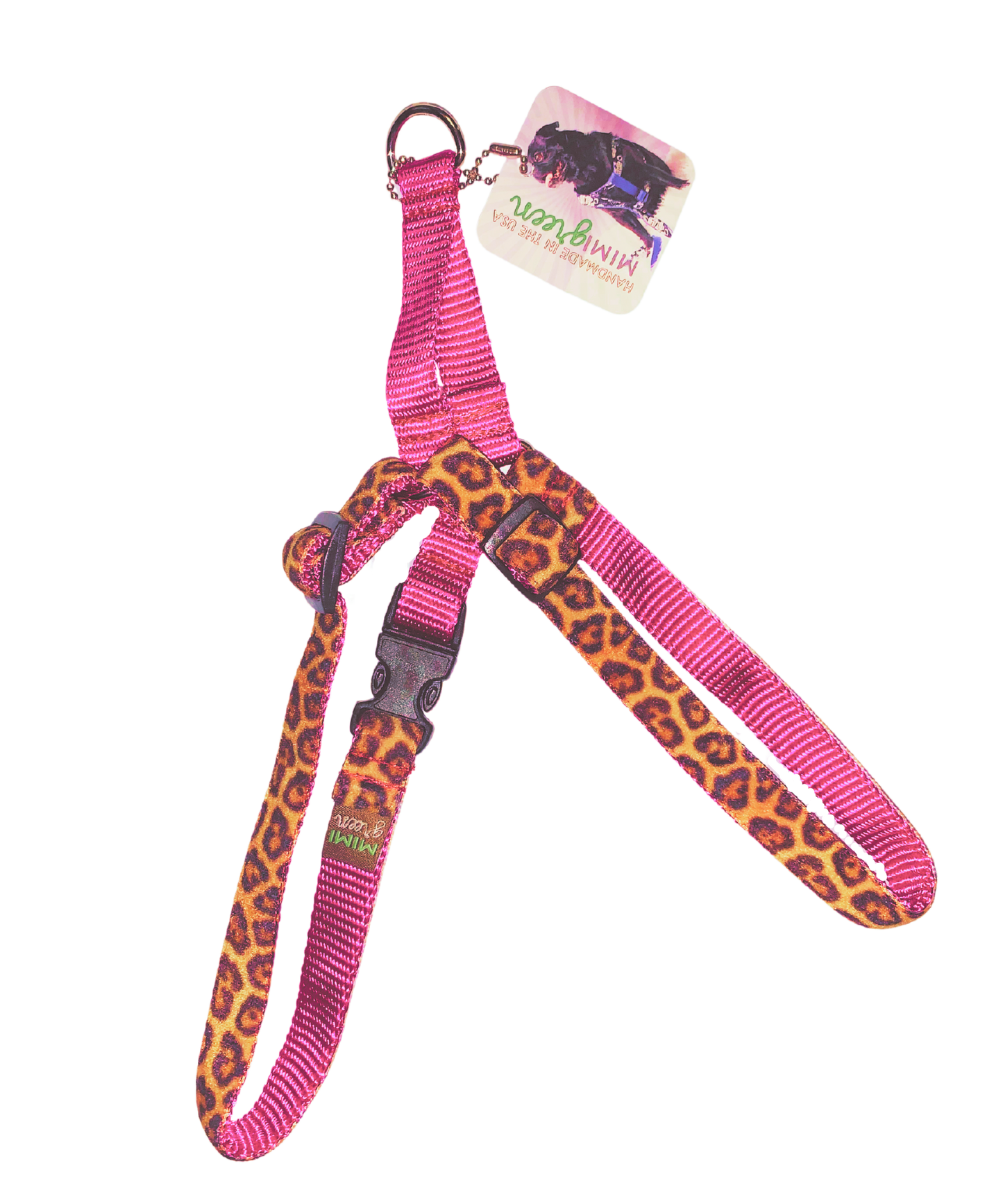 Mimi Easy On Dog Harness - Leopard Swiss Velvet - Raspberry