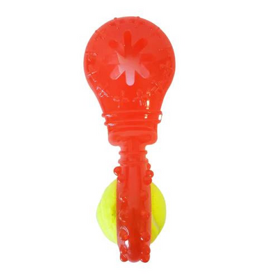 Red Rubber Pacifier with Tennis Ball Squeaker