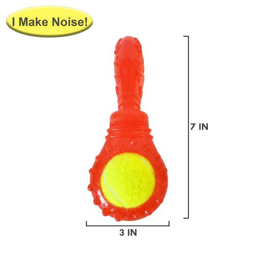Red Rubber Pacifier with Tennis Ball Squeaker