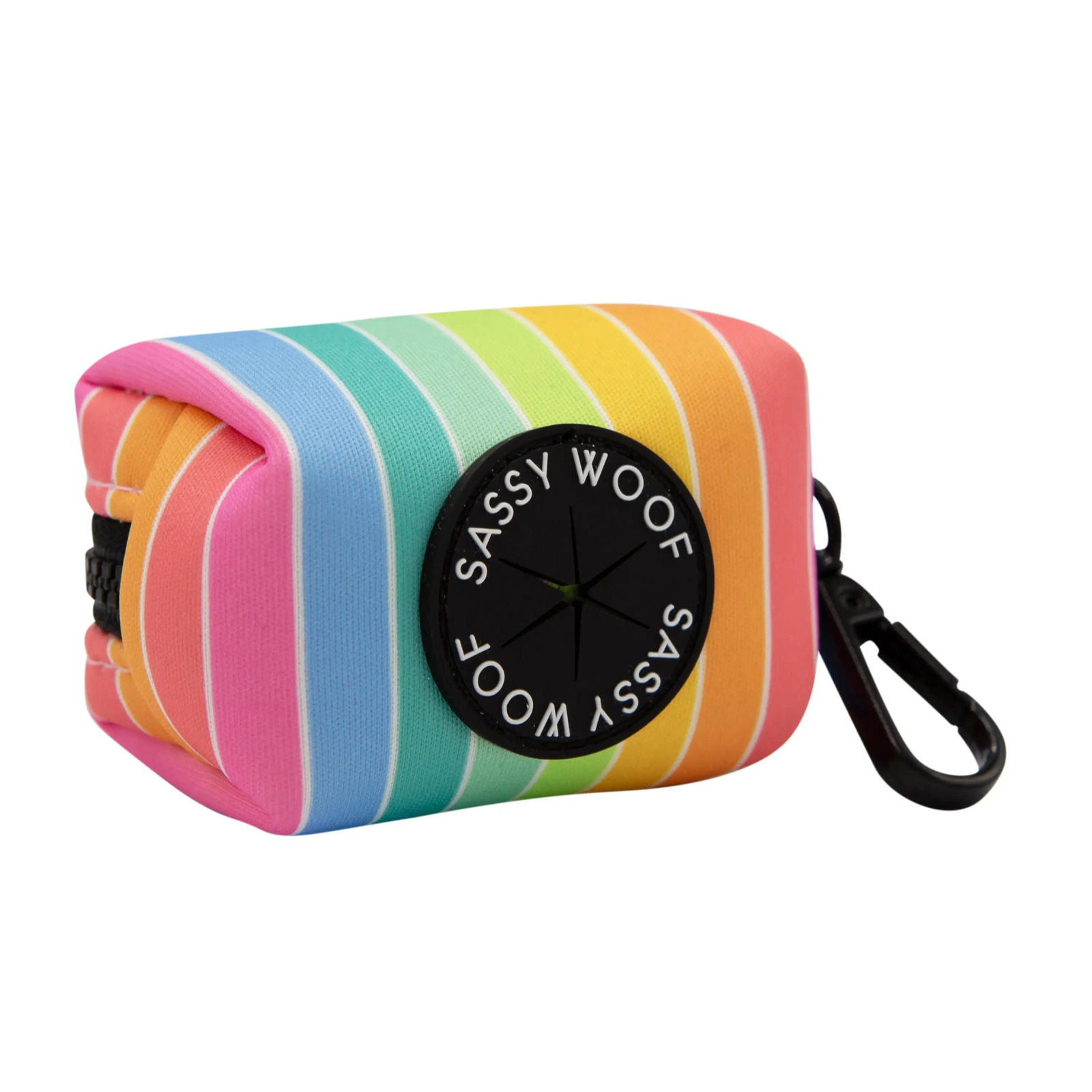 dog poop bag dispenser in rainbow stripes