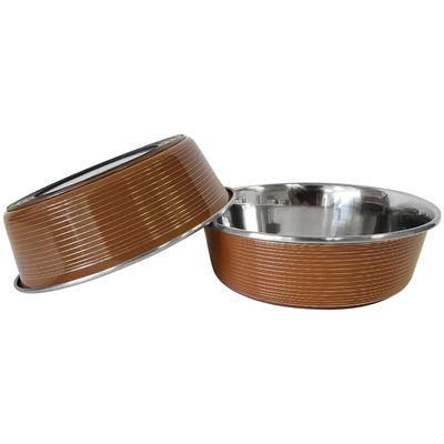 Striped Deluxe Stainless Steel Bowl - 29 oz - (3 colors)