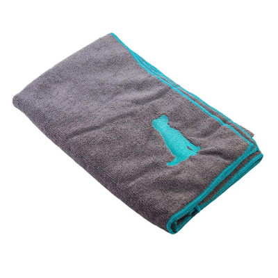 Quick Drying Microfiber Dog Bath Towel - Gray & Teal
